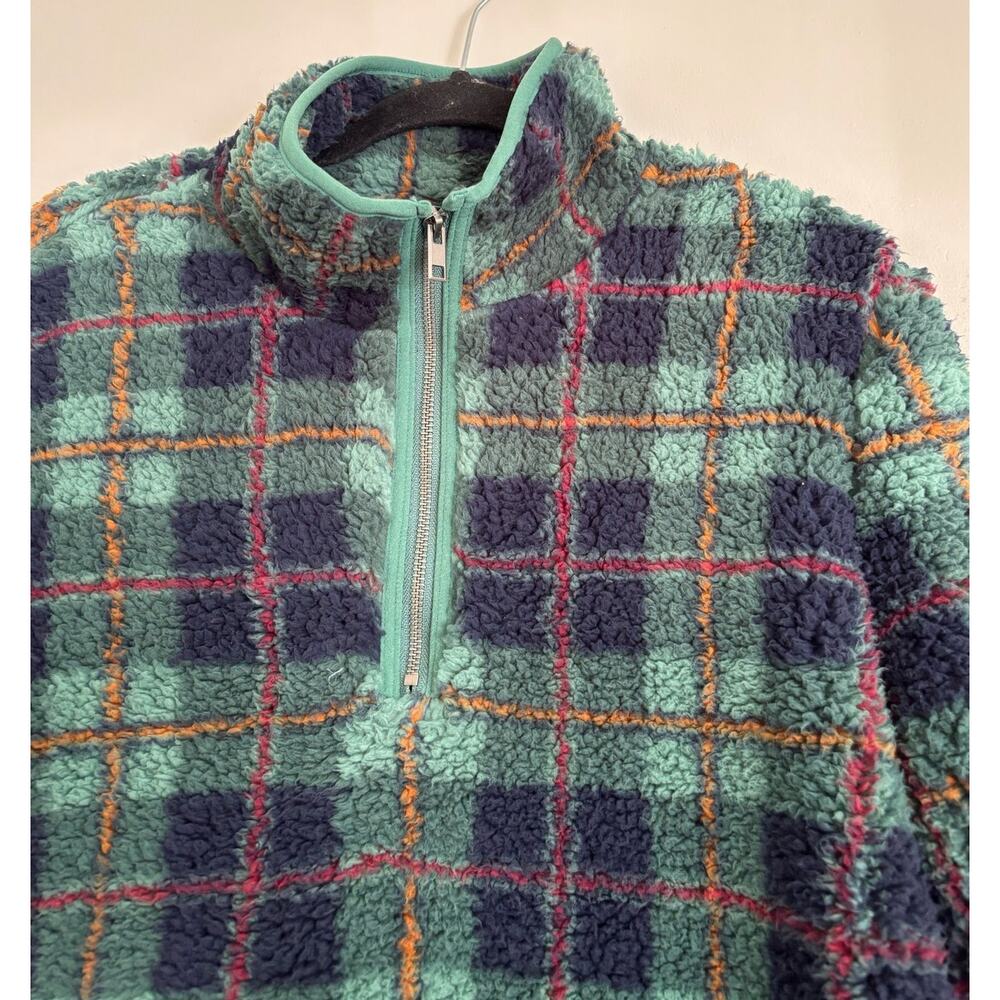 Green and Blue Style & Co. Checkered Plaid Fleece 1/4 Zip Sweatshirt 1X - Picture 2 of 3